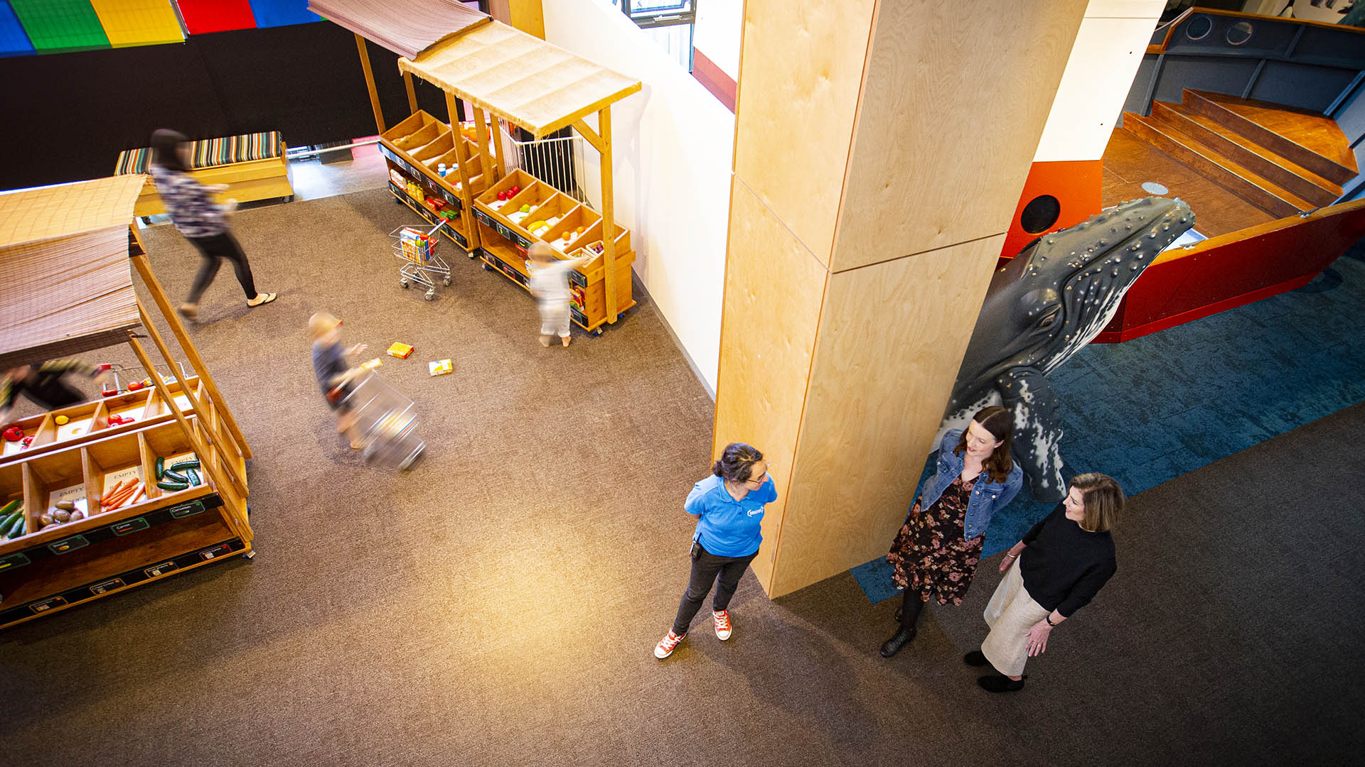 Early Start researchers Ellie Taylor, Lyn Cronin and Martha Johnson in the Discovery Space